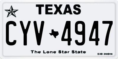 TX license plate CYV4947