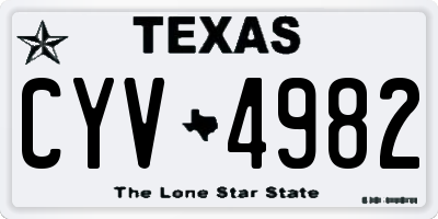 TX license plate CYV4982