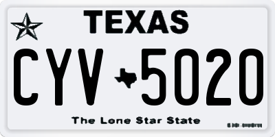 TX license plate CYV5020