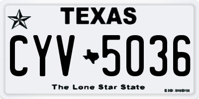 TX license plate CYV5036