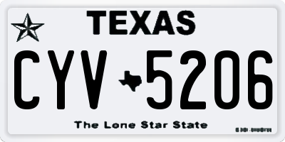 TX license plate CYV5206