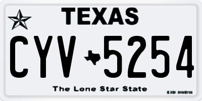 TX license plate CYV5254