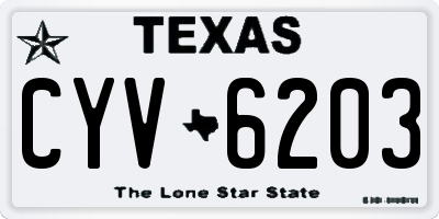 TX license plate CYV6203