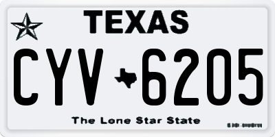 TX license plate CYV6205