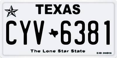 TX license plate CYV6381