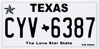 TX license plate CYV6387
