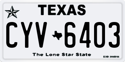 TX license plate CYV6403