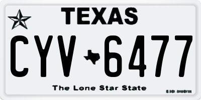 TX license plate CYV6477