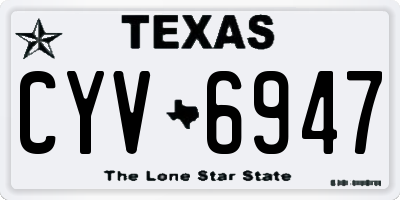 TX license plate CYV6947