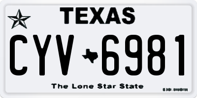 TX license plate CYV6981