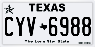 TX license plate CYV6988
