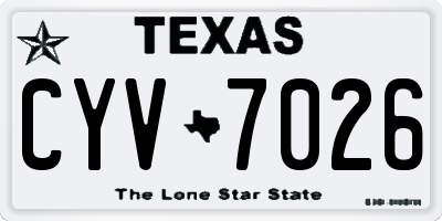 TX license plate CYV7026