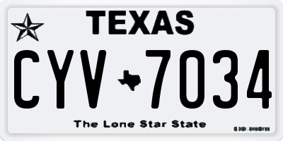 TX license plate CYV7034