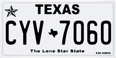 TX license plate CYV7060