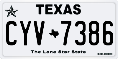 TX license plate CYV7386
