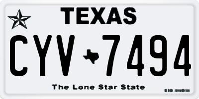 TX license plate CYV7494