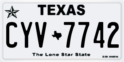 TX license plate CYV7742