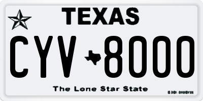 TX license plate CYV8000