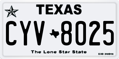 TX license plate CYV8025