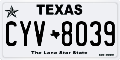 TX license plate CYV8039
