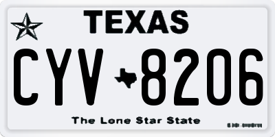 TX license plate CYV8206