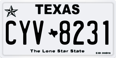 TX license plate CYV8231