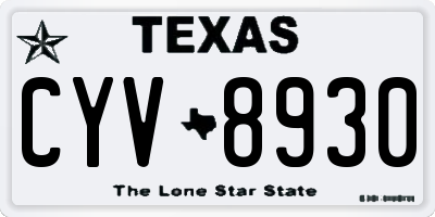TX license plate CYV8930