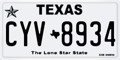TX license plate CYV8934