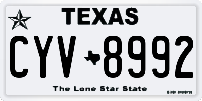 TX license plate CYV8992