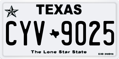 TX license plate CYV9025