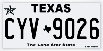 TX license plate CYV9026