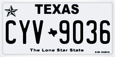TX license plate CYV9036