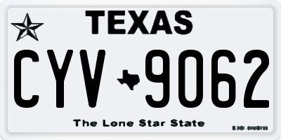 TX license plate CYV9062