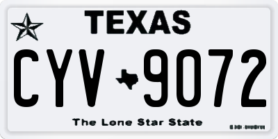 TX license plate CYV9072