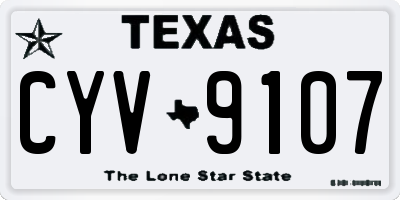 TX license plate CYV9107