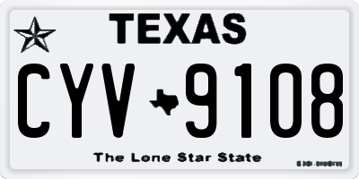 TX license plate CYV9108