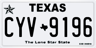TX license plate CYV9196