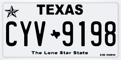 TX license plate CYV9198