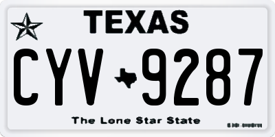 TX license plate CYV9287