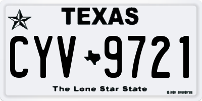 TX license plate CYV9721