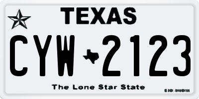TX license plate CYW2123