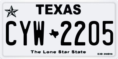 TX license plate CYW2205