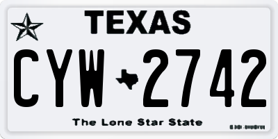 TX license plate CYW2742