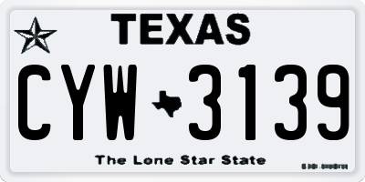 TX license plate CYW3139