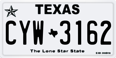 TX license plate CYW3162