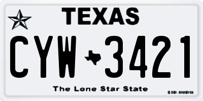 TX license plate CYW3421