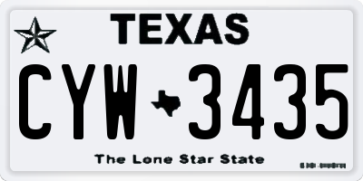 TX license plate CYW3435