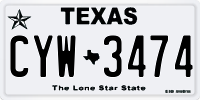 TX license plate CYW3474