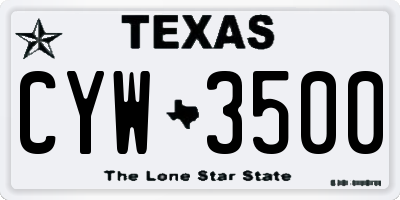TX license plate CYW3500