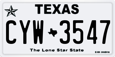 TX license plate CYW3547